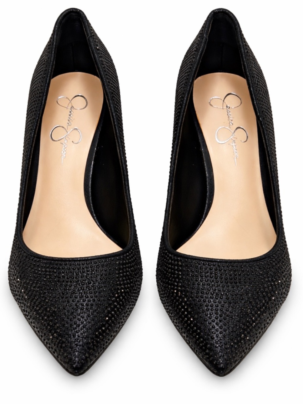 Jessica Simpson New Black Rhinestone Pointed Toe Heels Pumps Stiletto 10